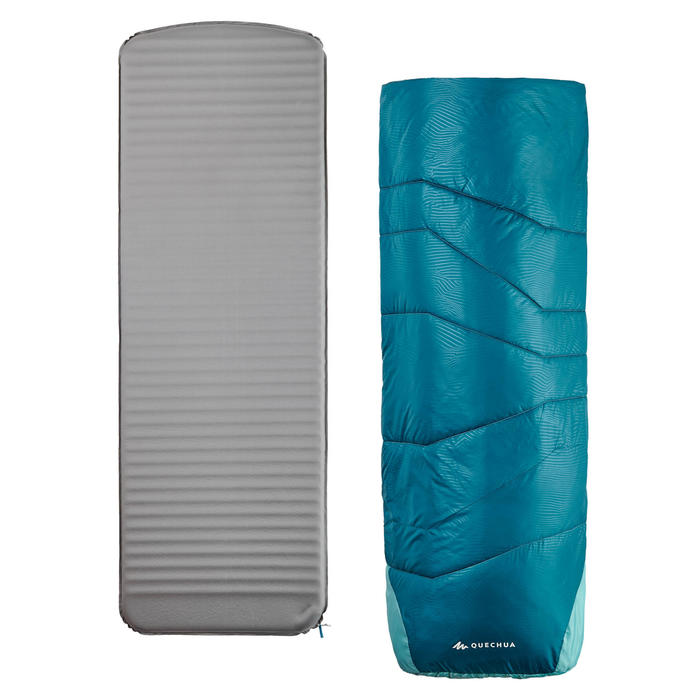 SLEEPIN BED MH500 SAC DE COUCHAGE ET MATELAS 2 EN 1 BLEU 15°C L QUECHUA Decathlon
