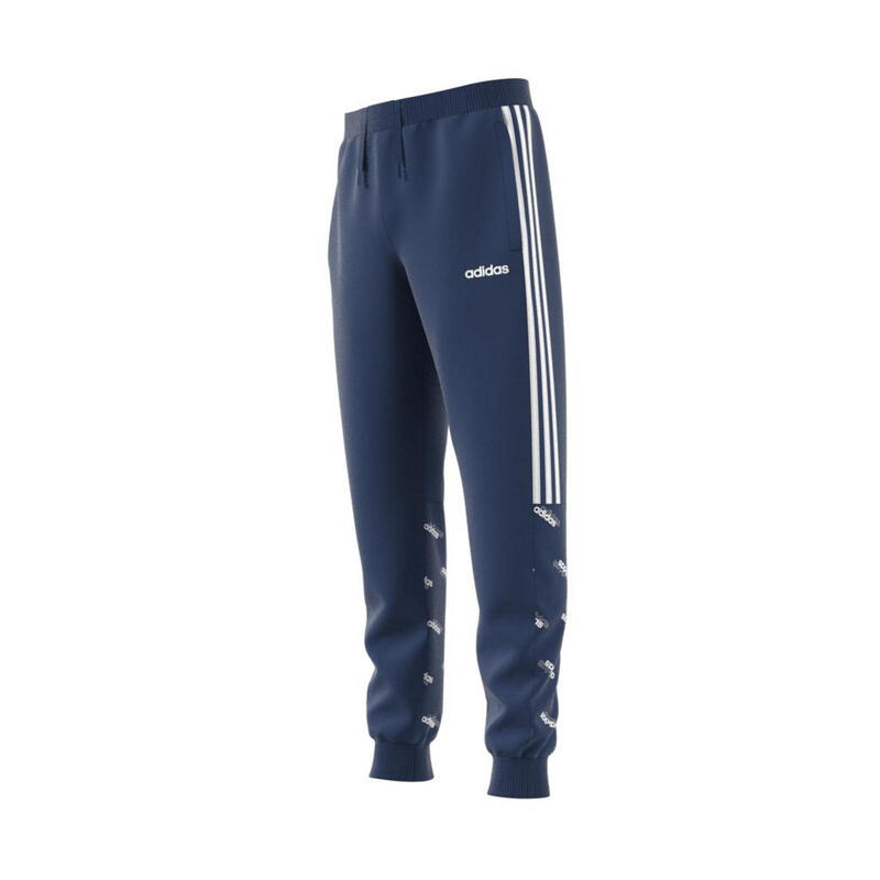 Pantalon bleu garçon 3 bandes à capuche imprimée, logo adidas sur la poitrine