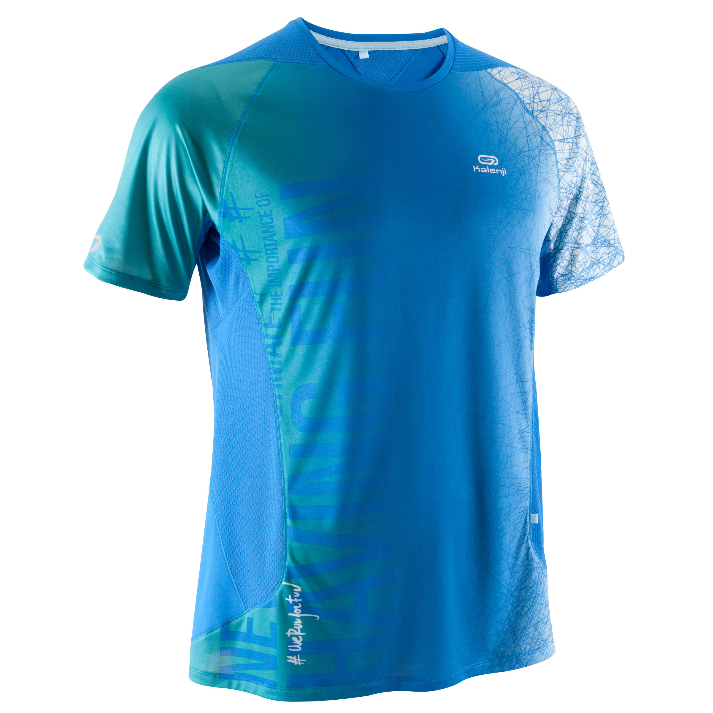 KALENJI Elio Print Men's Running T-shirt - blue puzzle