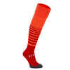 Detské vrúbkované futbalové ponožky F500 reflexné oranžové
