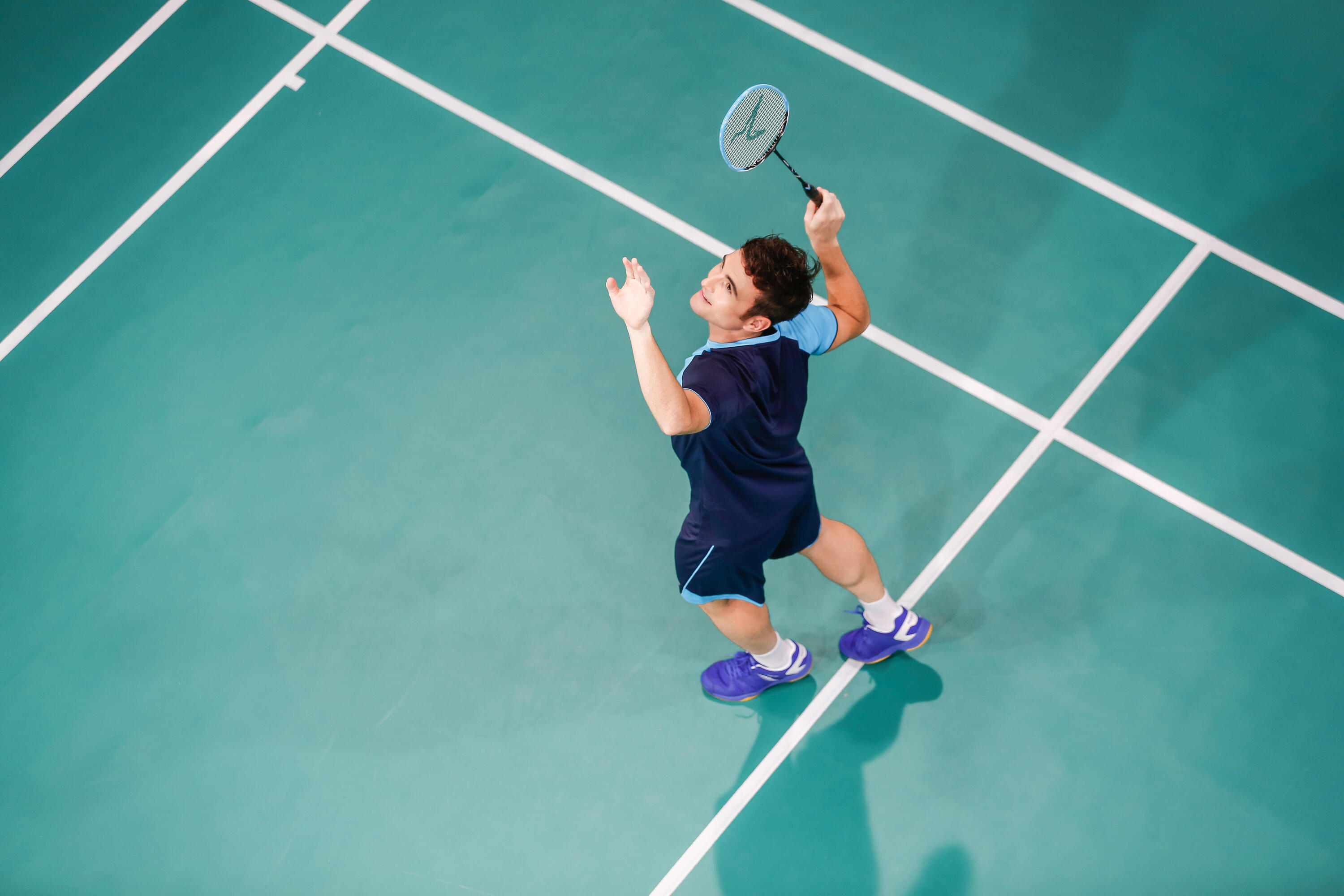 PÁNSKÉ BADMINTONOVÉ BOTY BS530 MODRÉ 29/29