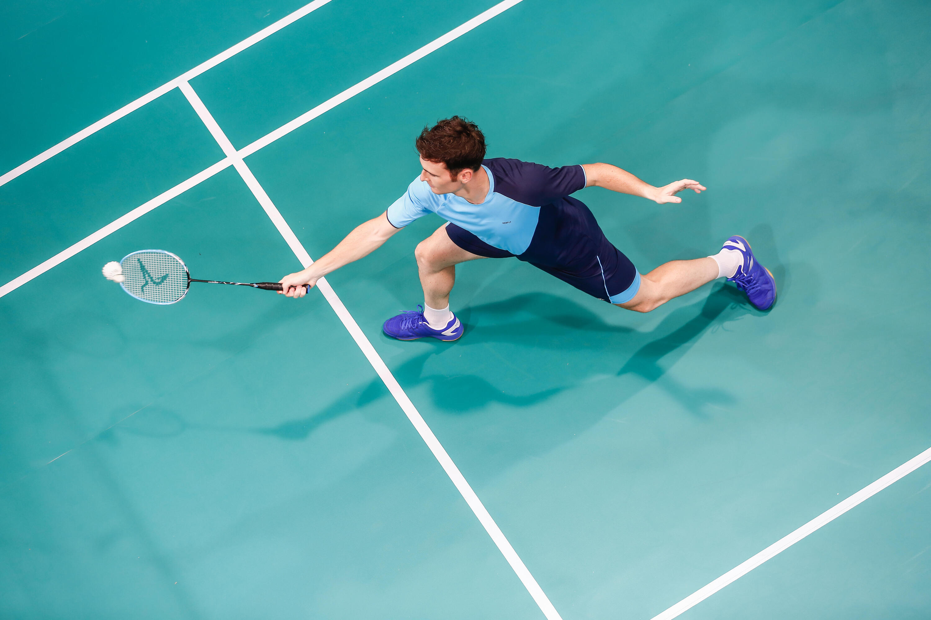 PÁNSKÉ BADMINTONOVÉ BOTY BS530 MODRÉ 24/29