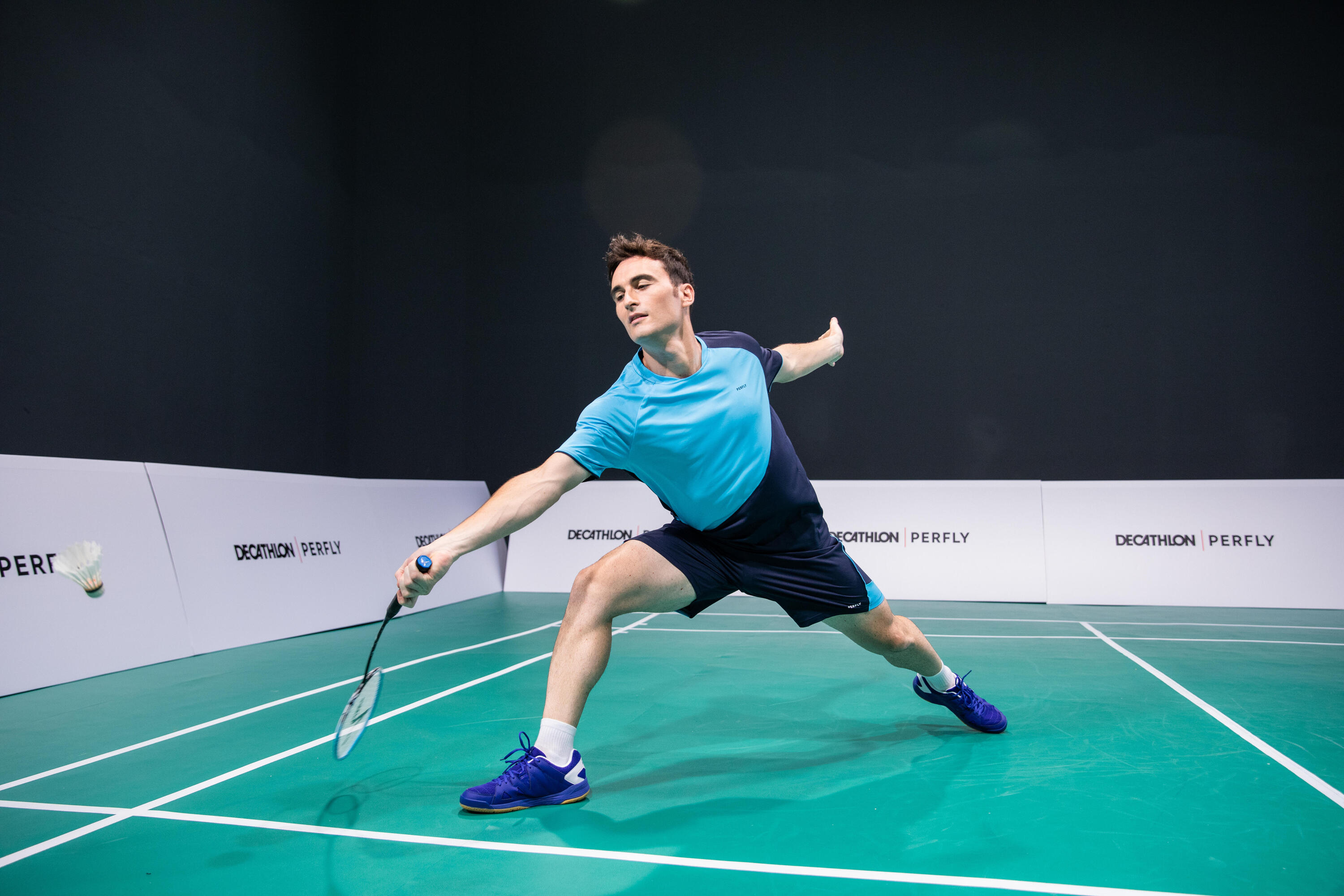 PÁNSKÉ BADMINTONOVÉ BOTY BS530 MODRÉ 22/29