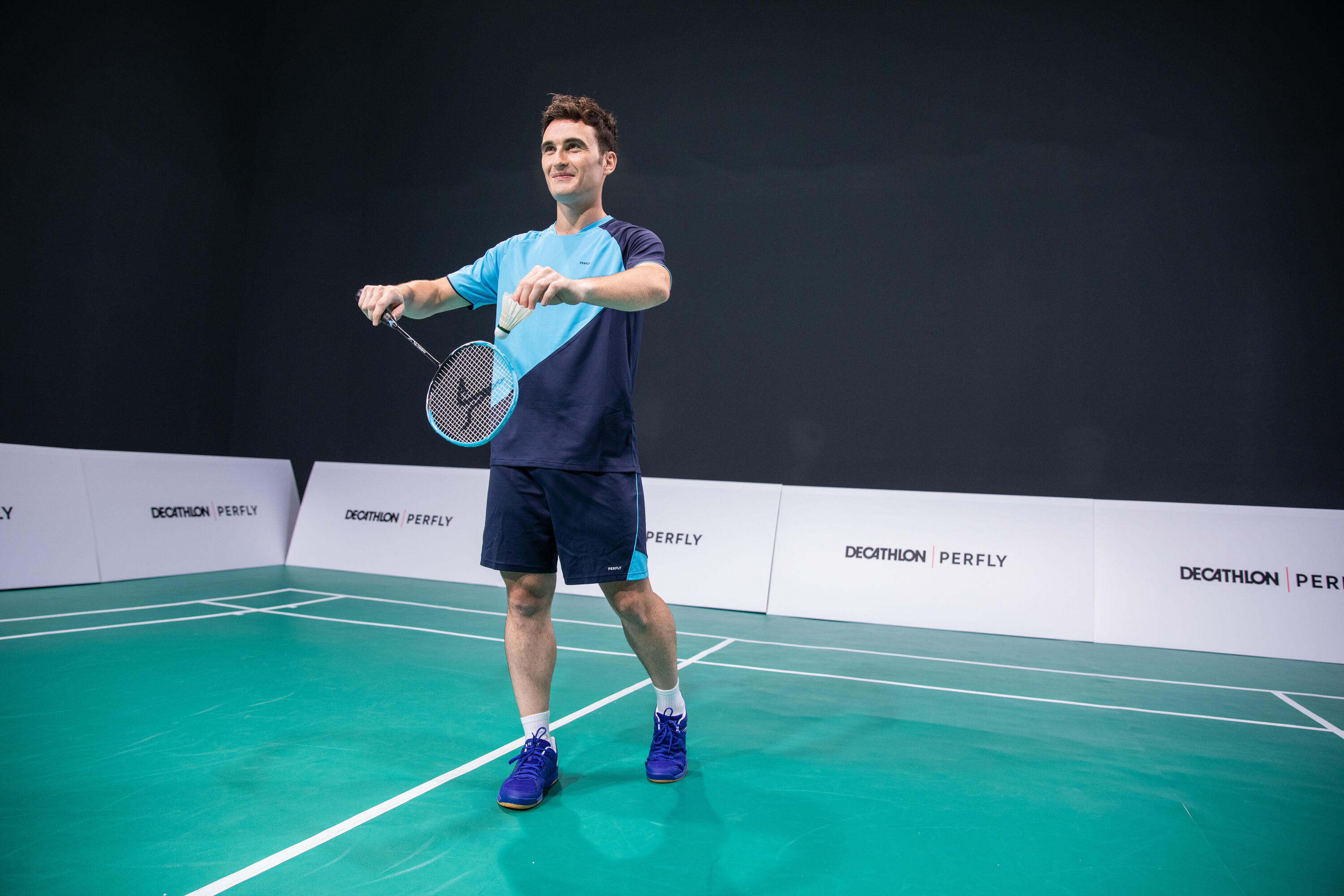 PÁNSKÉ BADMINTONOVÉ BOTY BS530 MODRÉ 21/29