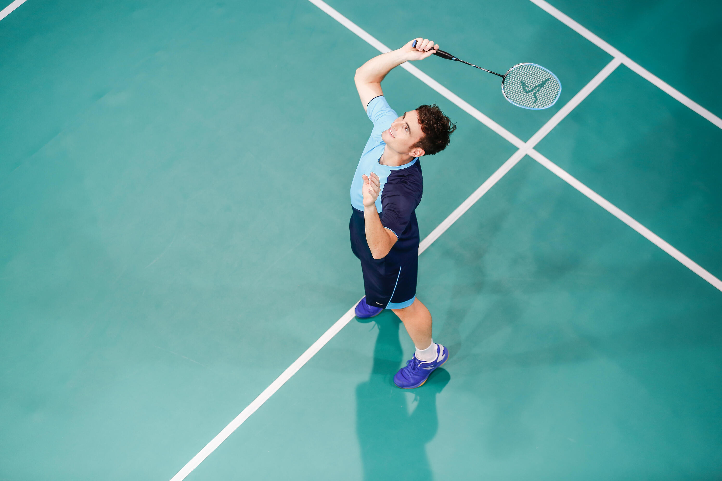 PÁNSKÉ BADMINTONOVÉ BOTY BS530 MODRÉ 20/29