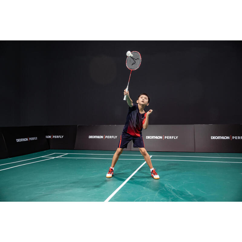 Şort Badminton 560 Bleumarin/Roșu Copii