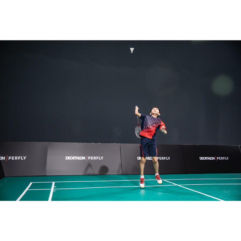 Şort Badminton 560 Bleumarin/Roșu Copii