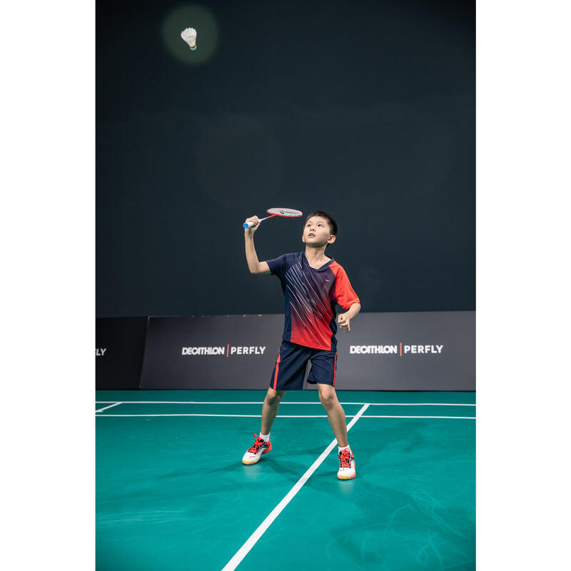 Şort Badminton 560 Bleumarin/Roșu Copii
