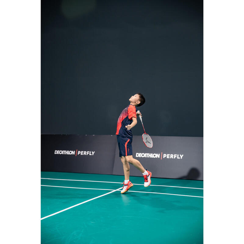 Şort Badminton 560 Bleumarin/Roșu Copii