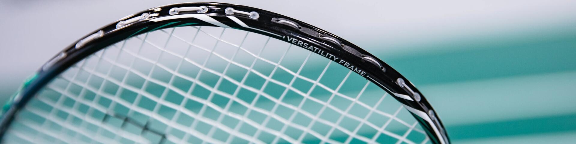 Close up of a badminton racket