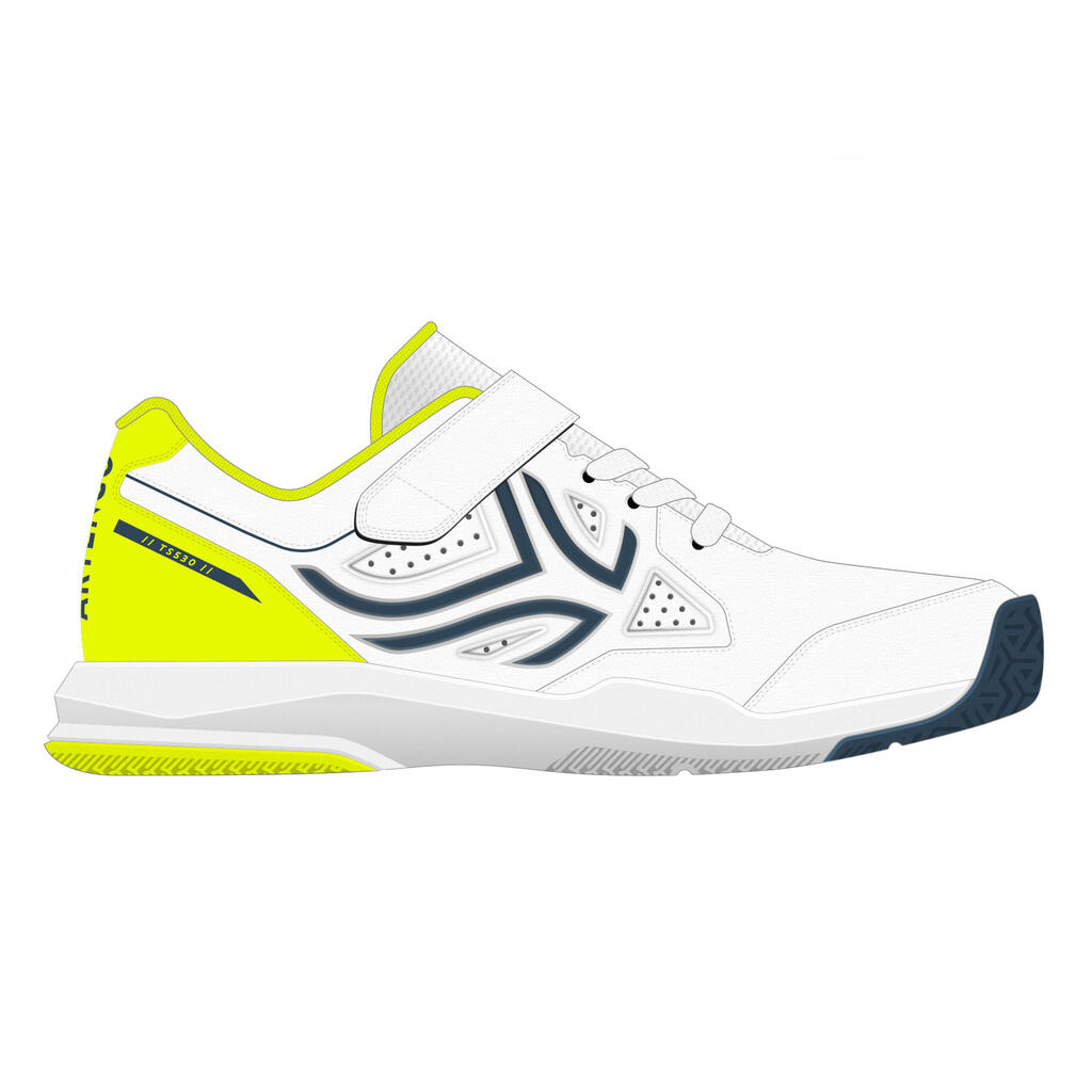 CALZADO DE TENIS PARA NIÑOS TS530 TIRA AUTOADHERENTE BLANCO AMARILLO