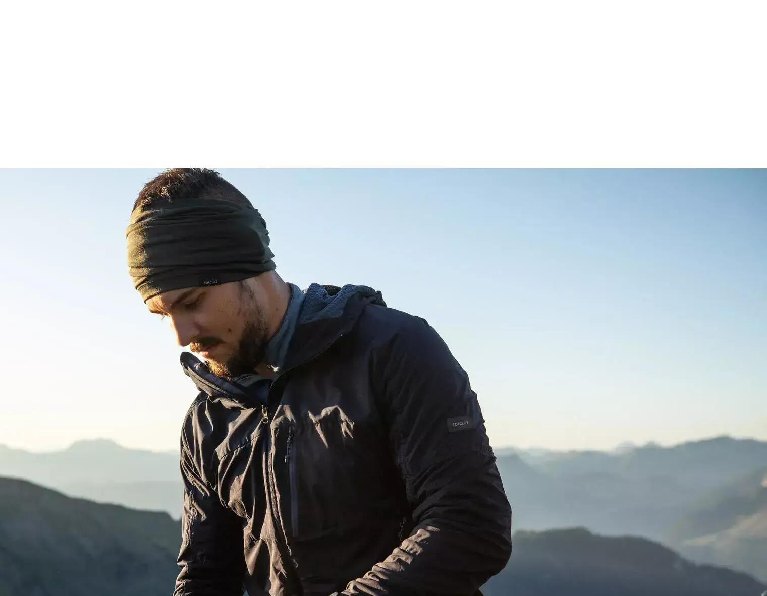 Man with hiking equipment on a mountain