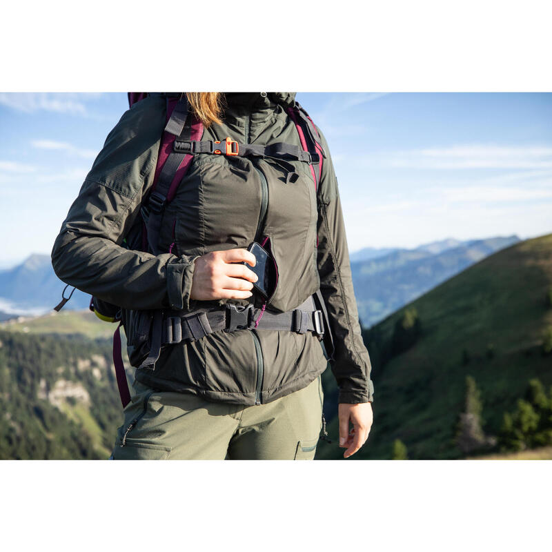 Casaco corta-vento softshell quente de Trekking Caqui - MT900 - Mulher