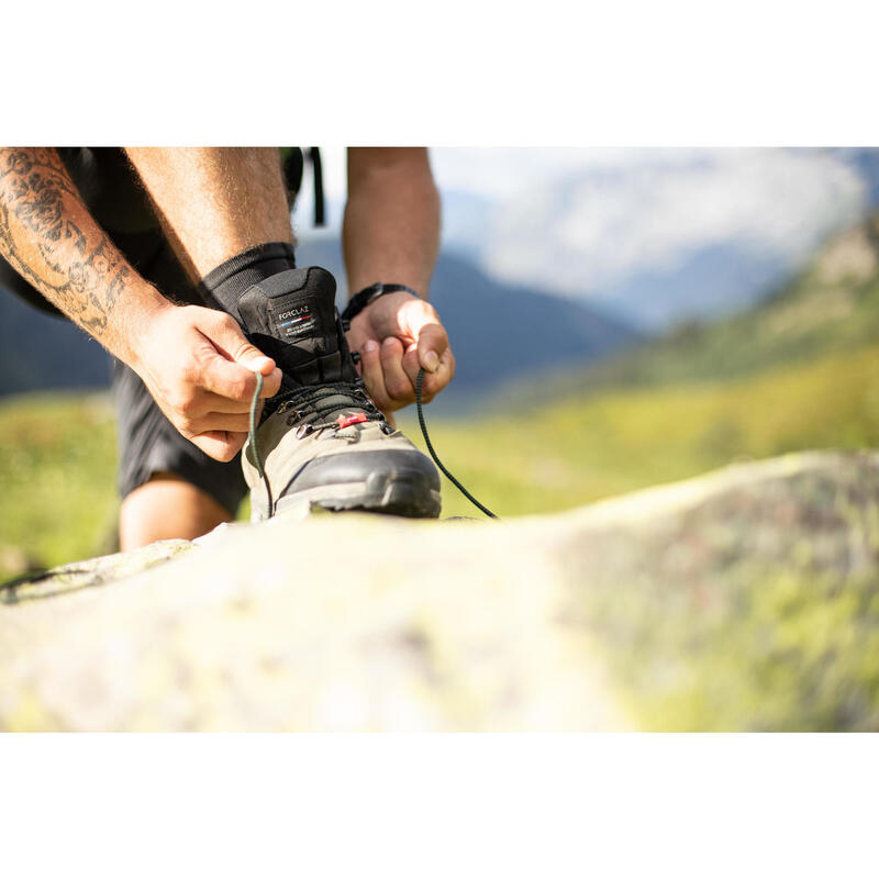 Waterdichte lederen trekkingschoenen voor heren MT100 hoog breed