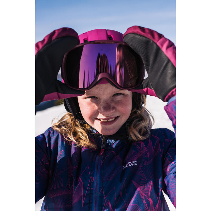 Chaqueta de Esquí y Nieve Niños Ski-P 100 Warm Reversible Azul Rosa