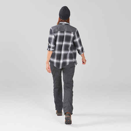 Women's Trekking Shirt Travel 100 - Black Check