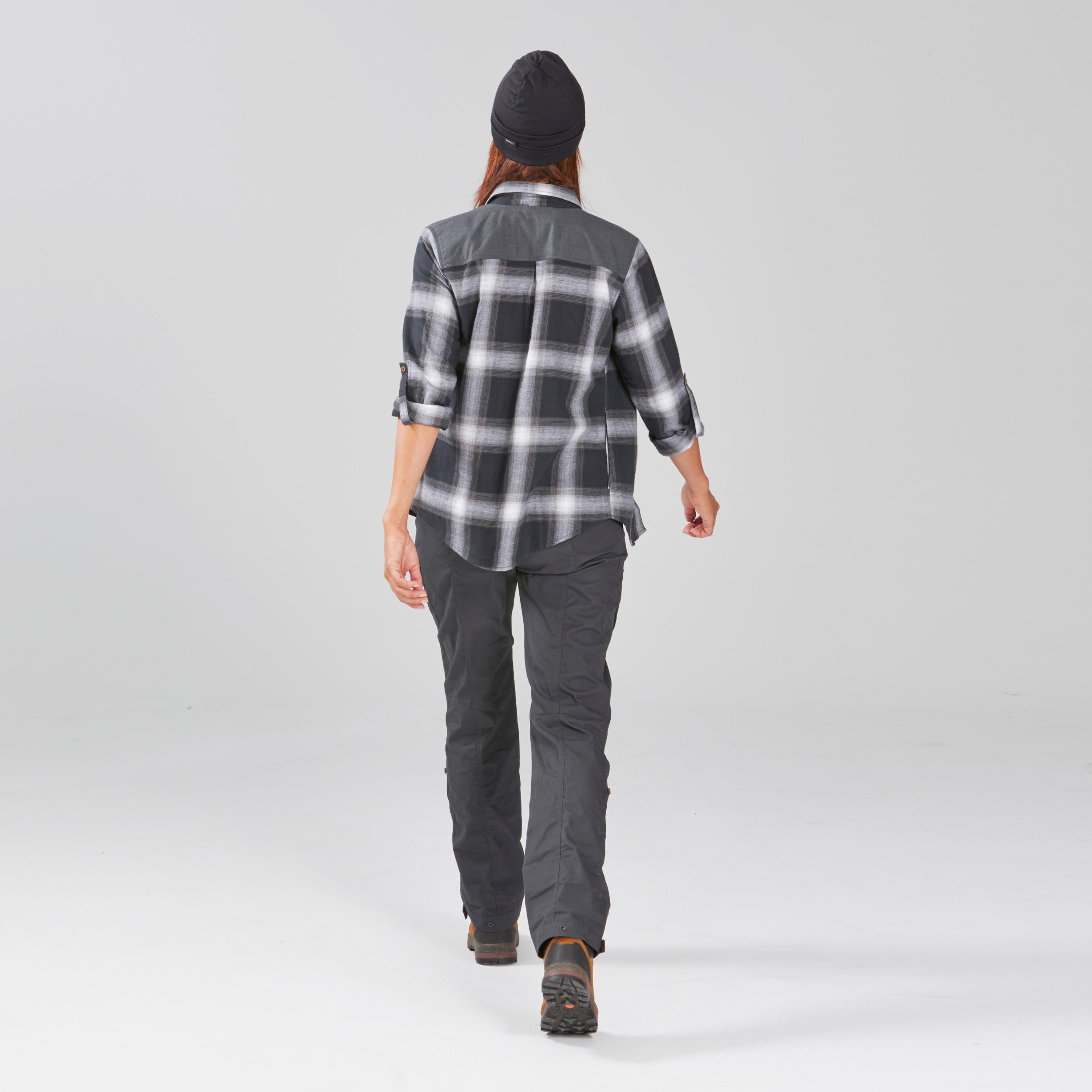 Women's Trekking Shirt Travel 100 - Black Check 9/15