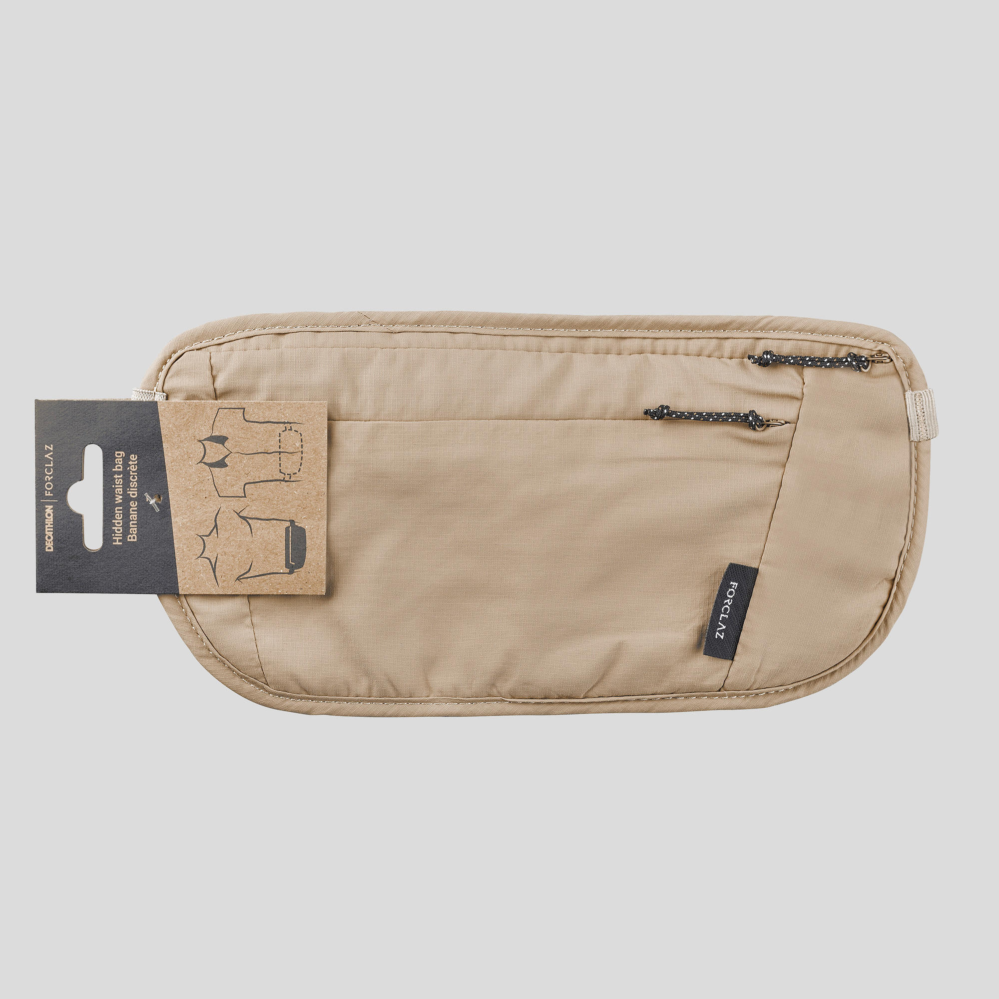 Bolsa de Cintura Discreta de Trekking Viagem Travel RFID Bege