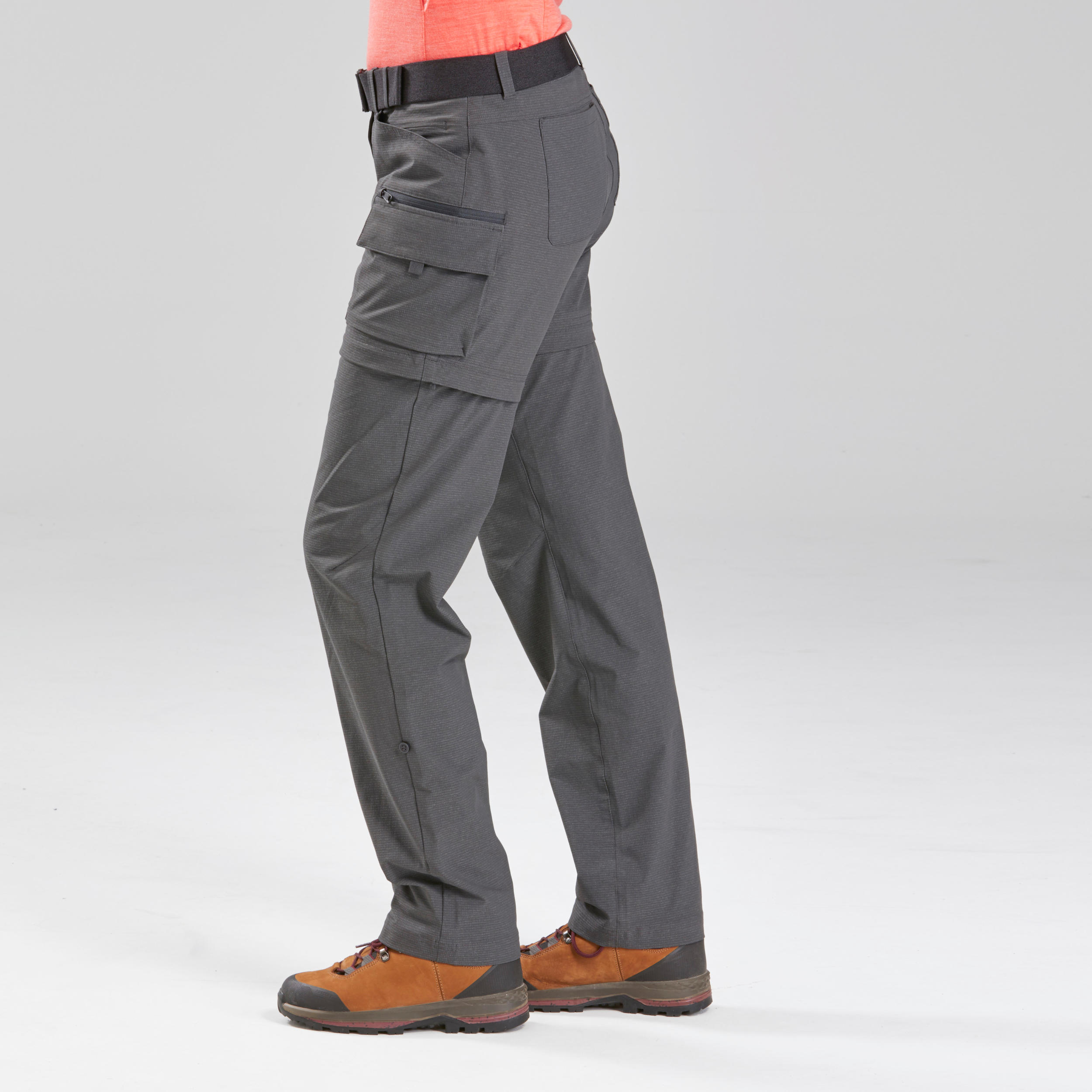 PANTALÓN TREKKING MUJER DESMONTABLE TRAVEL500 GRIS - Decathlon