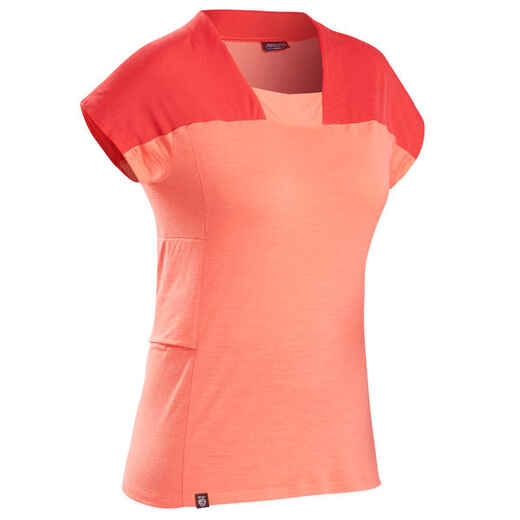 
      Mountain Trekking Merino T-Shirt - Women's TREK 500 - Coral
  