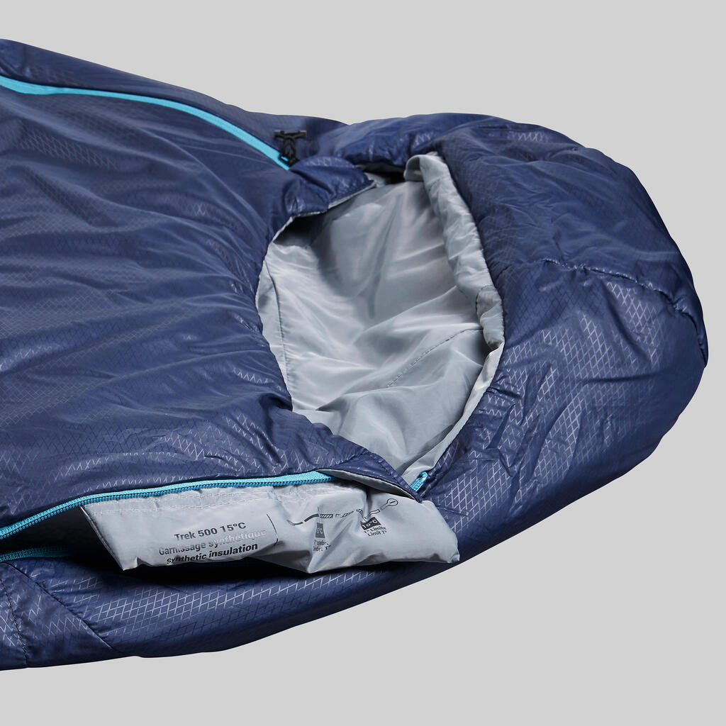 Sleeping bag de trekking de poliéster MT500 15 °C