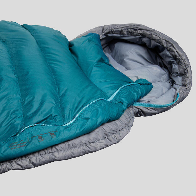 Saco de dormir plumón 10 ºC confort forma de momia vivac Forclaz Trek900 10º