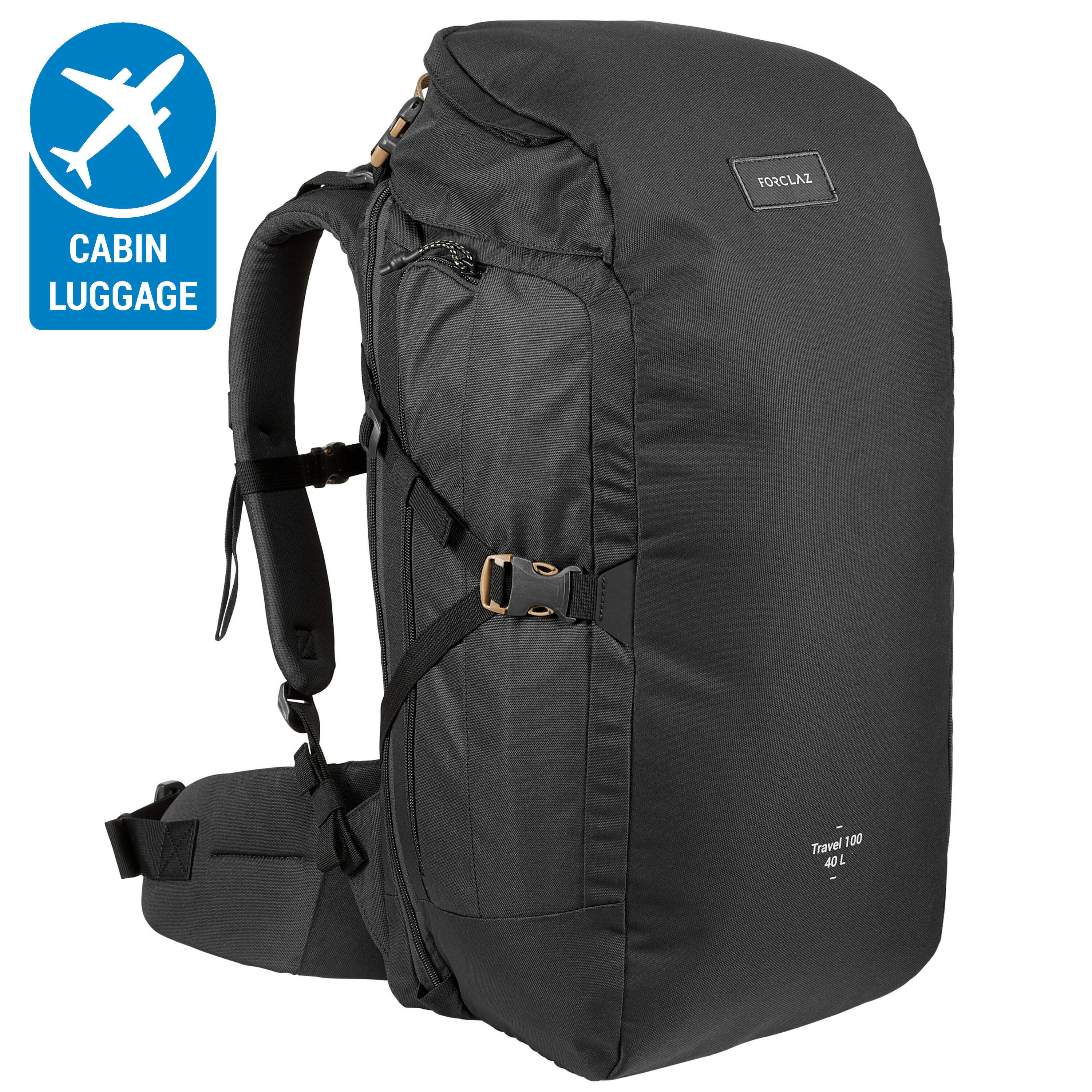 Travel Backpack 40 Liters  TRAVEL 100 - Black -  3