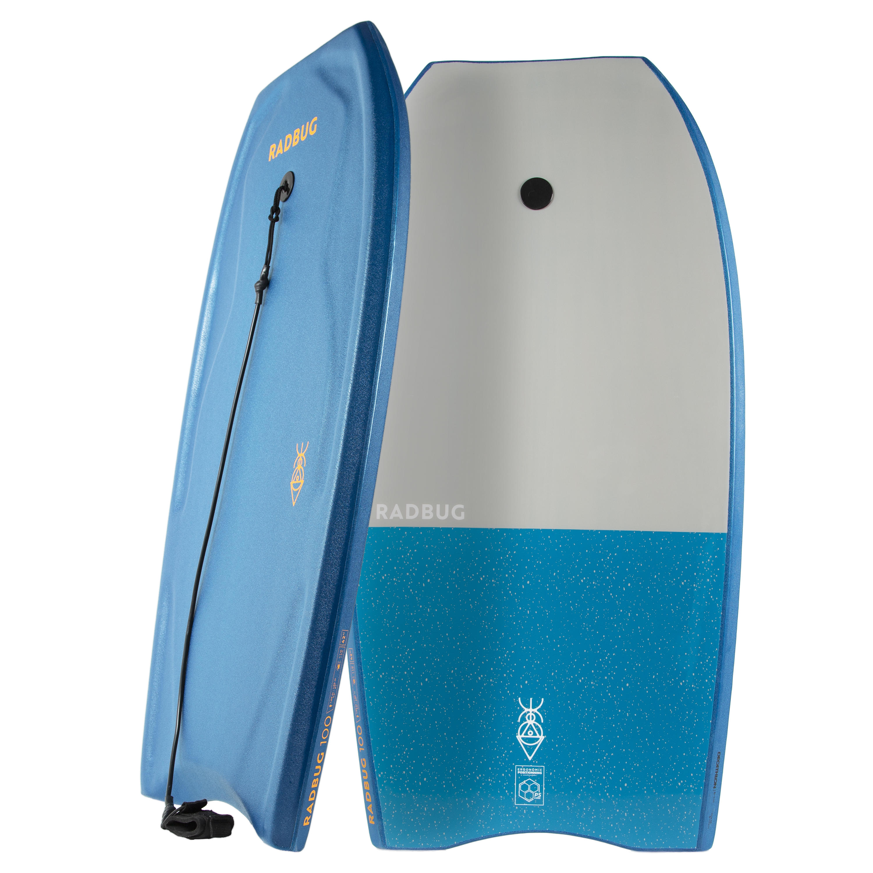 Bodyboard 100 Blue with wrist leash 5/8