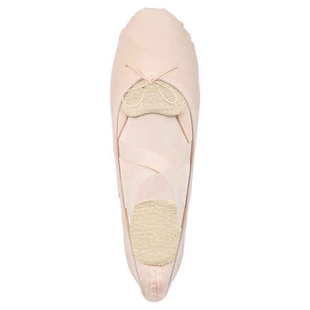 Stretch Canvas Split-Sole Demi-Pointe Ballet Shoes Size 7 to 7.5 - Salmon