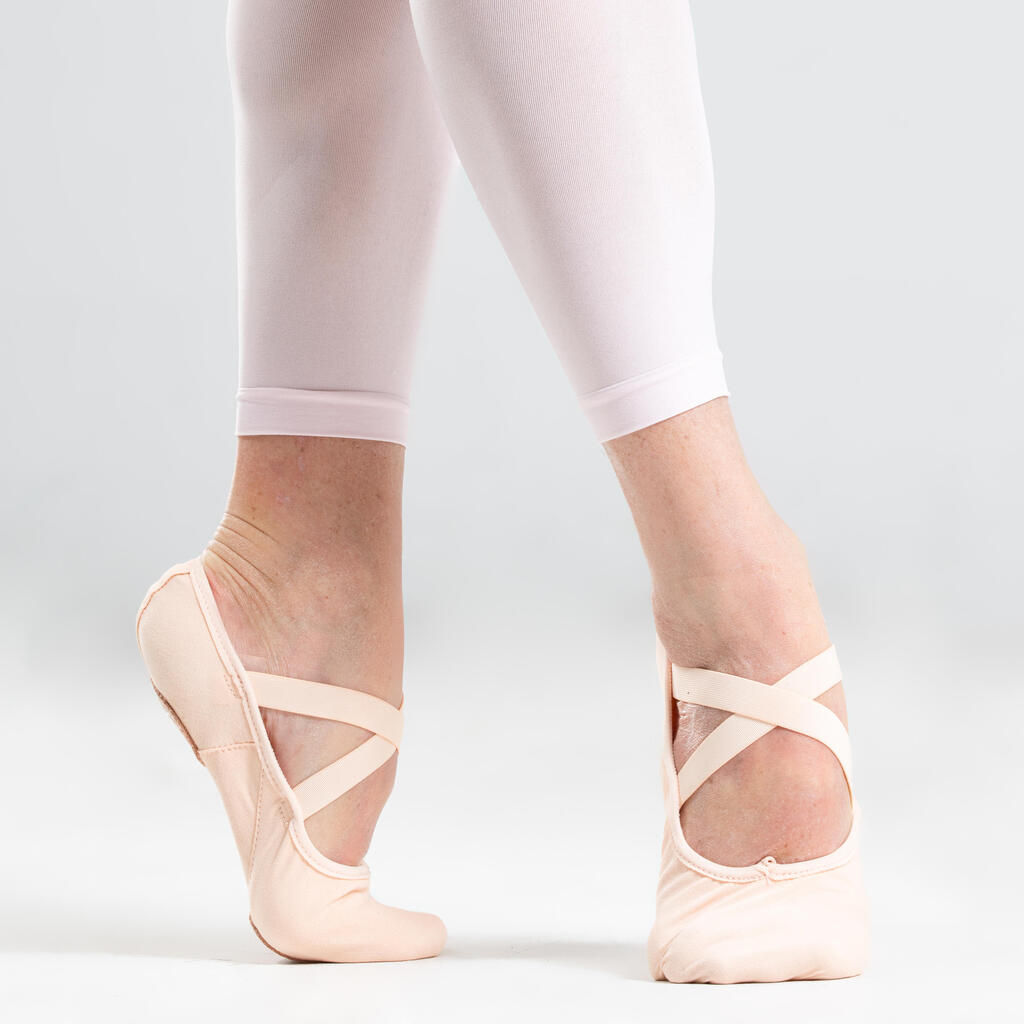 Stretch Canvas Split-Sole Demi-Pointe Ballet Shoes Size 7 to 7.5 - Salmon