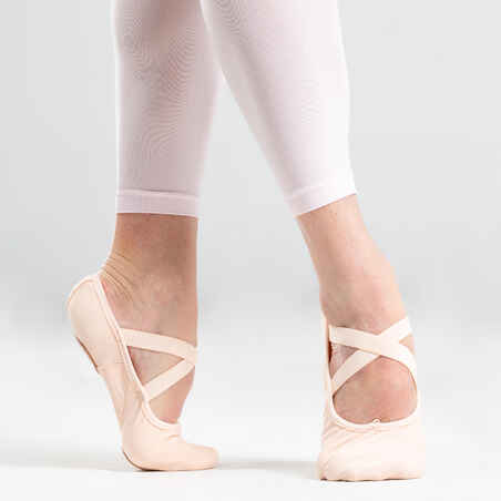 Ballettschuhe Halbspitze geteilte Sohle Stretch-Leinen Gr. 41‒42 lachsfarben