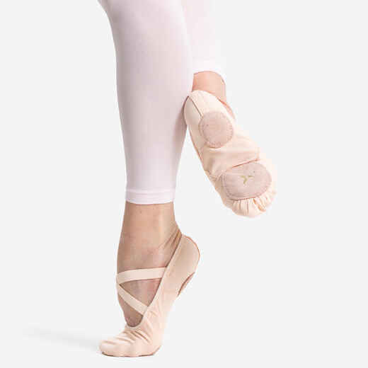 
      Split-Sole Stretch Canvas Demi-Pointe Ballet Shoes - Salmon Pink
  