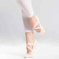 Ballettschuhe Halbspitze geteilte Sohle Stretch-Leinen Gr. 41‒42 lachsfarben