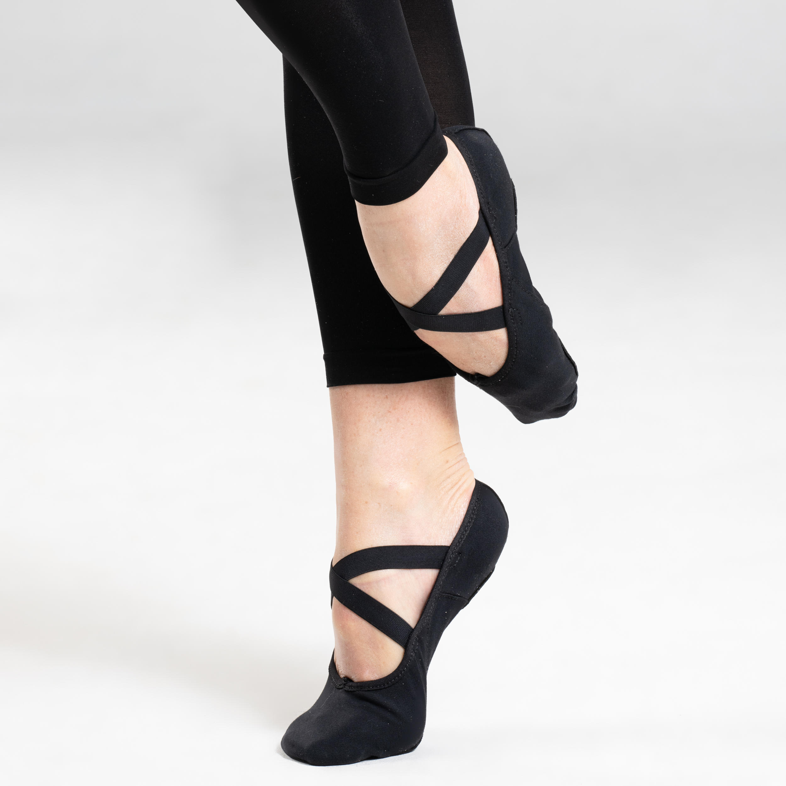 Stretch Canvas Split-Sole Demi-Pointe Ballet Shoes Size 7.5 to 8 - Black 5/10