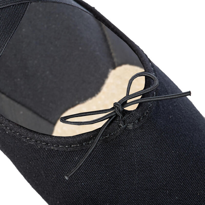 Siyah Demi-Point Çift Tabanlı Esnek Bez Bale Ayakkabısı