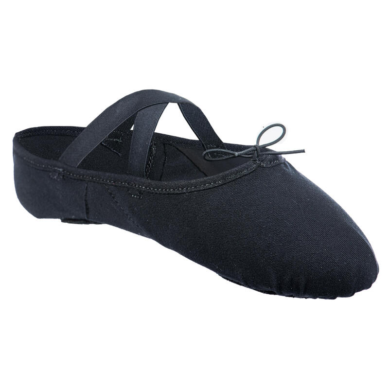 Balletschoenen stretch canvas demi-pointes met splitzool zwart maat 41-42