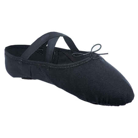 Stretch Canvas Split-Sole Demi-Pointe Ballet Shoes Size 7.5 to 8 - Black