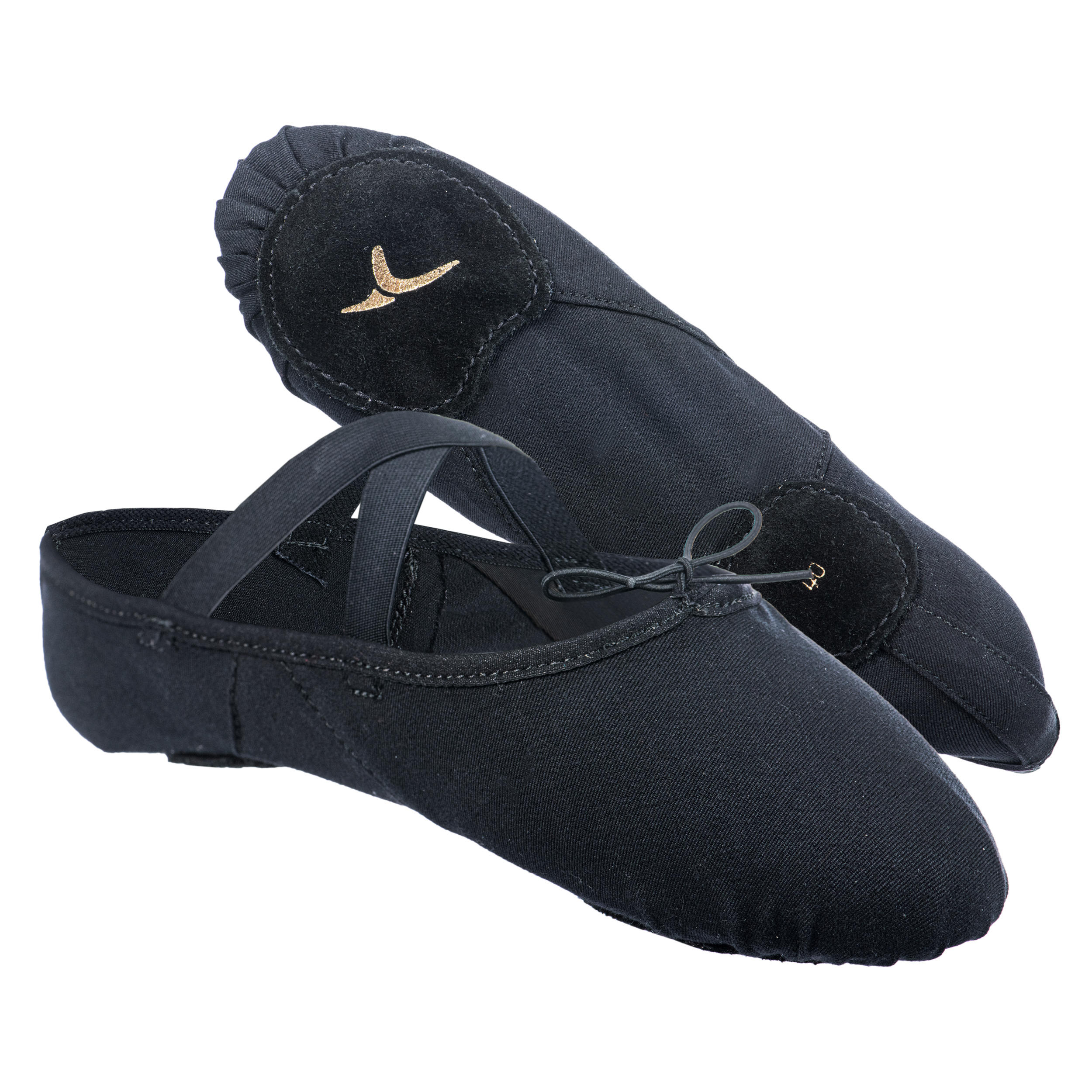 Stretch Canvas Split-Sole Demi-Pointe Ballet Shoes Size 7.5 to 8 - Black 9/10