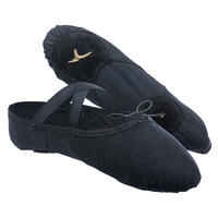 Stretch Canvas Split-Sole Demi-Pointe Ballet Shoes Size 7.5 to 8 - Black