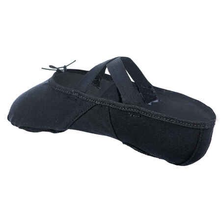 Stretch Canvas Split-Sole Demi-Pointe Ballet Shoes Size 7.5 to 8 - Black