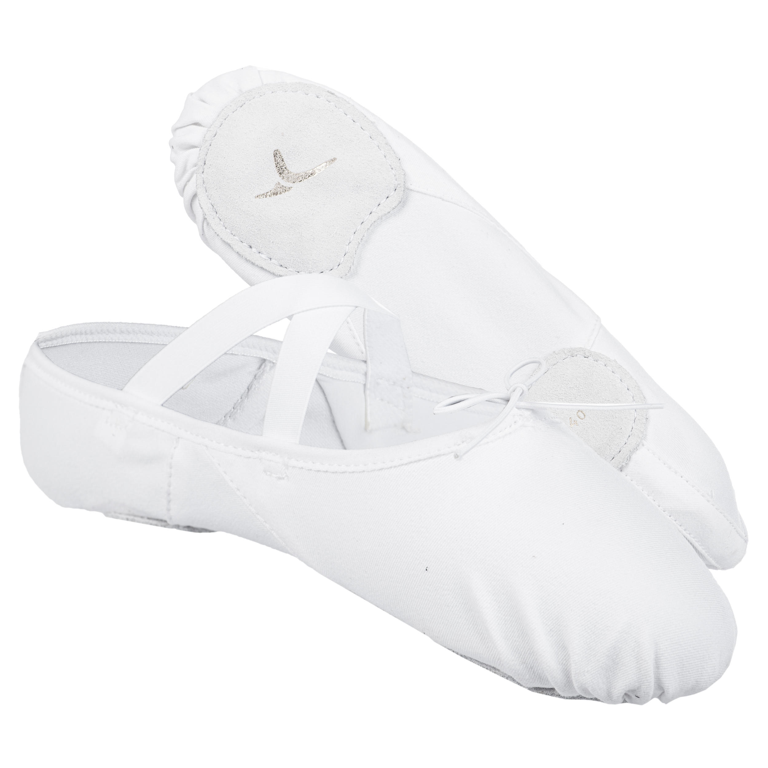 Demi-pointes de danse classique bi-semelles en toile femme, blanches 4/5