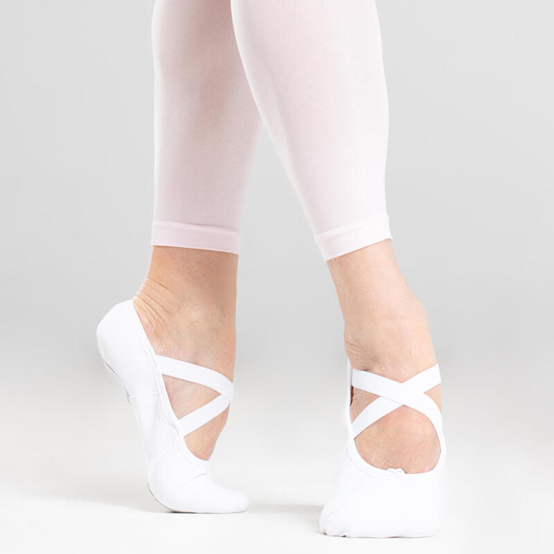 Meia-pontas de Ballet Sola Dividida Tecido Extensível Branco tamanho 41-42