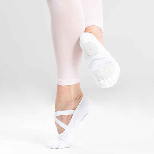 
      Stretch Canvas Split-Sole Demi-Pointe Ballet Shoes Size 7½ to 8 - White
  