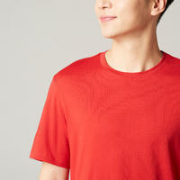 T-shirt fitness manches courtes coton extensible col rond homme rouge grenat