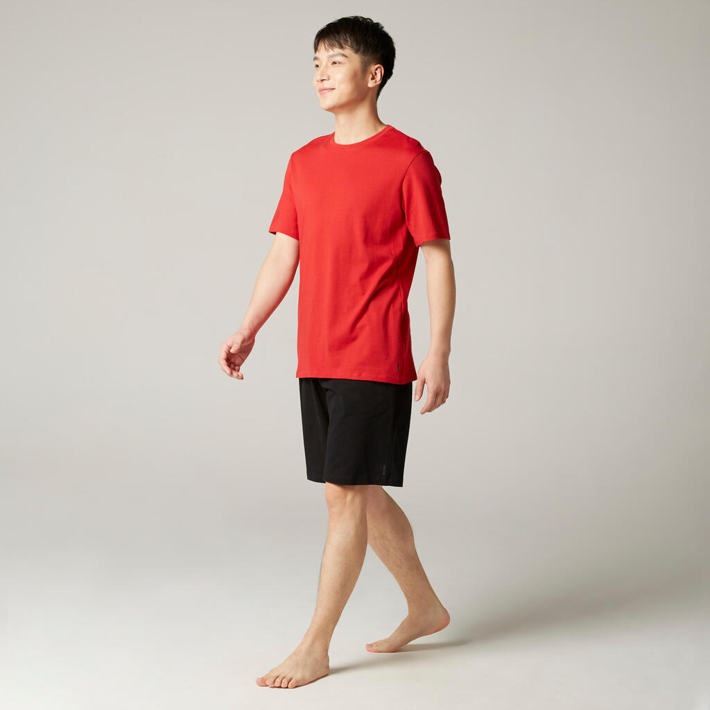 T-shirt fitness manches courtes droit col rond coton homme - 500 noisette