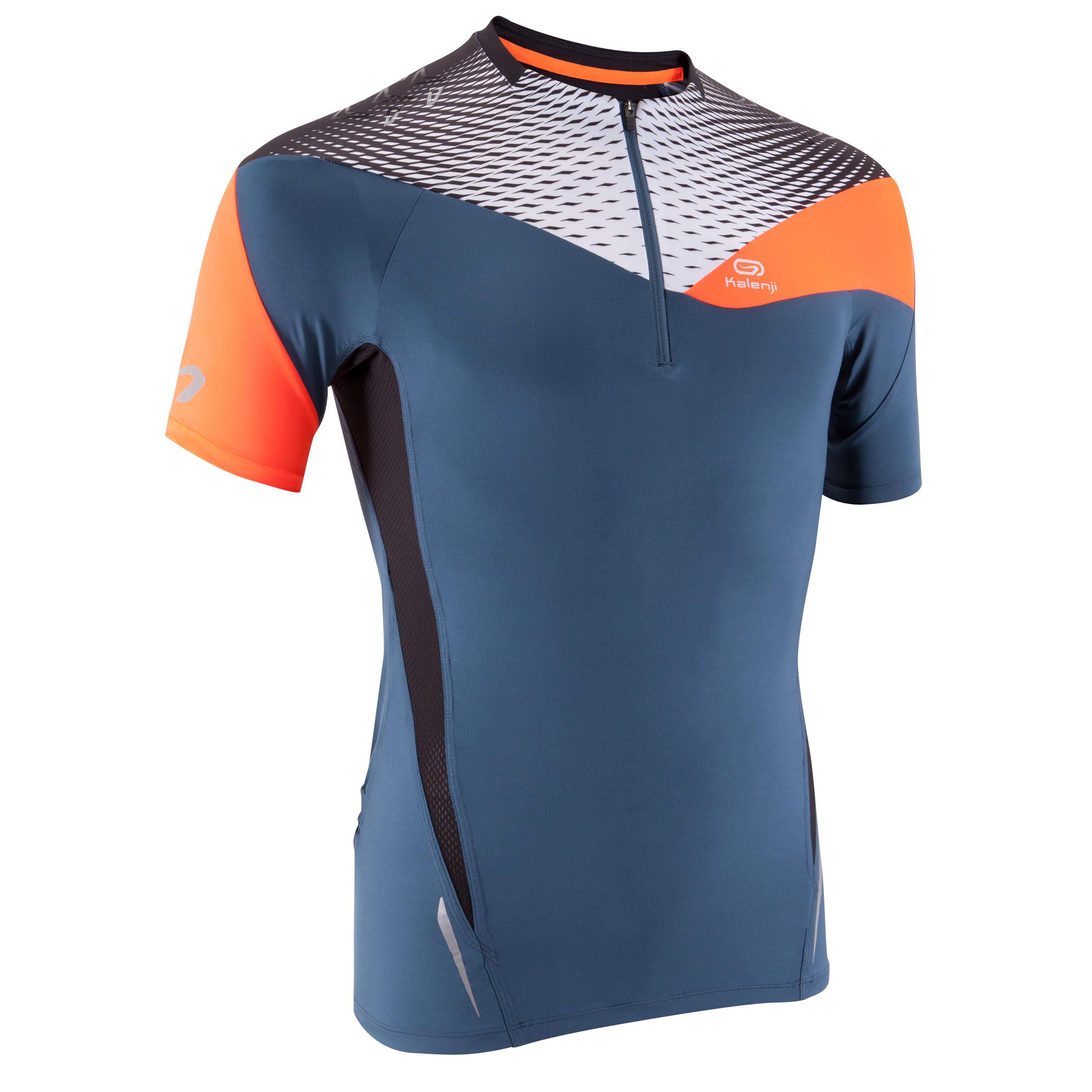 KALENJI Men's Perf Trail Running Short-Sleeved T-shirt - Grey/Orange