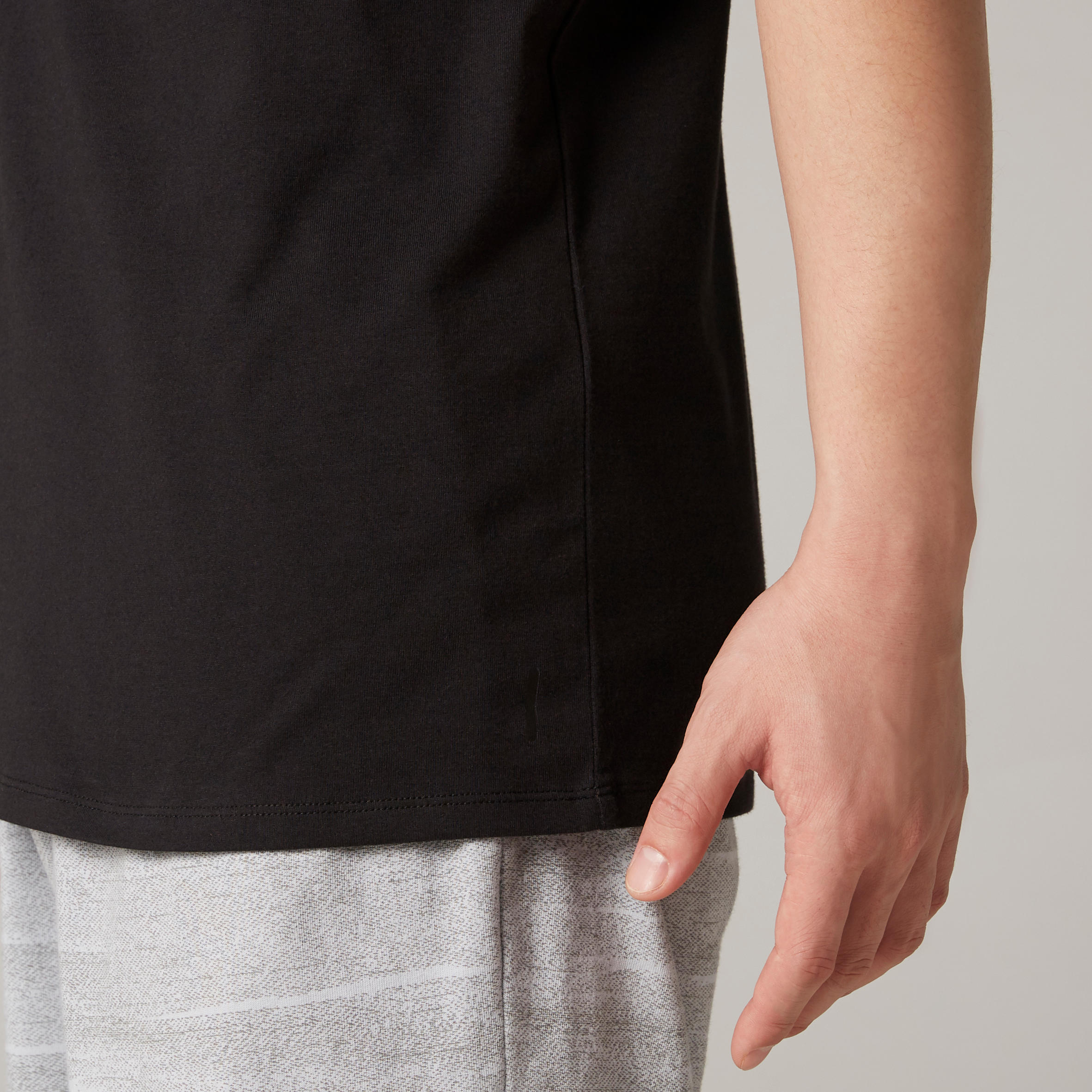 Camiseta fitness manga corta algodón extensible Hombre Domyos negro 10/17