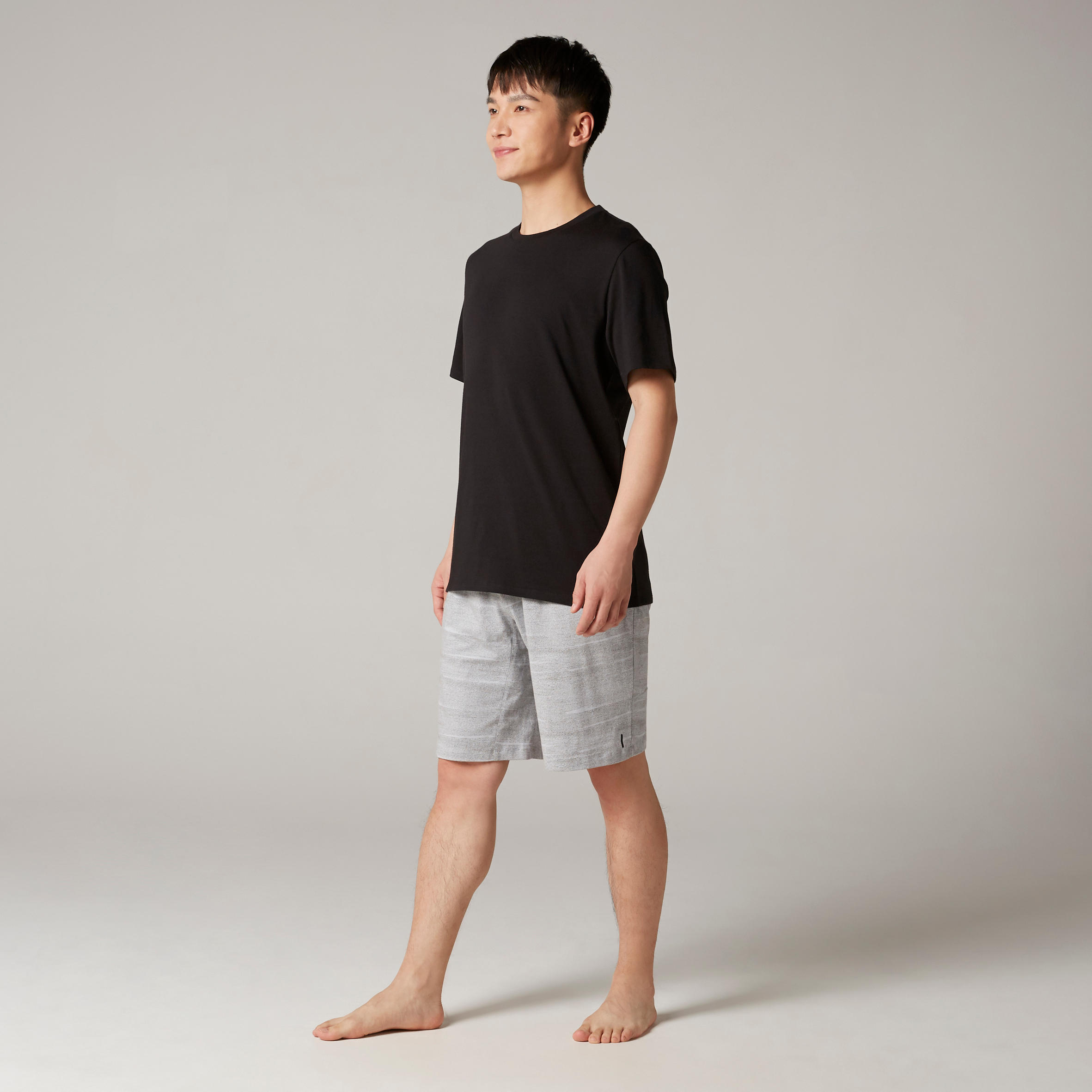 Camiseta fitness manga corta algodón extensible Hombre Domyos negro 9/17