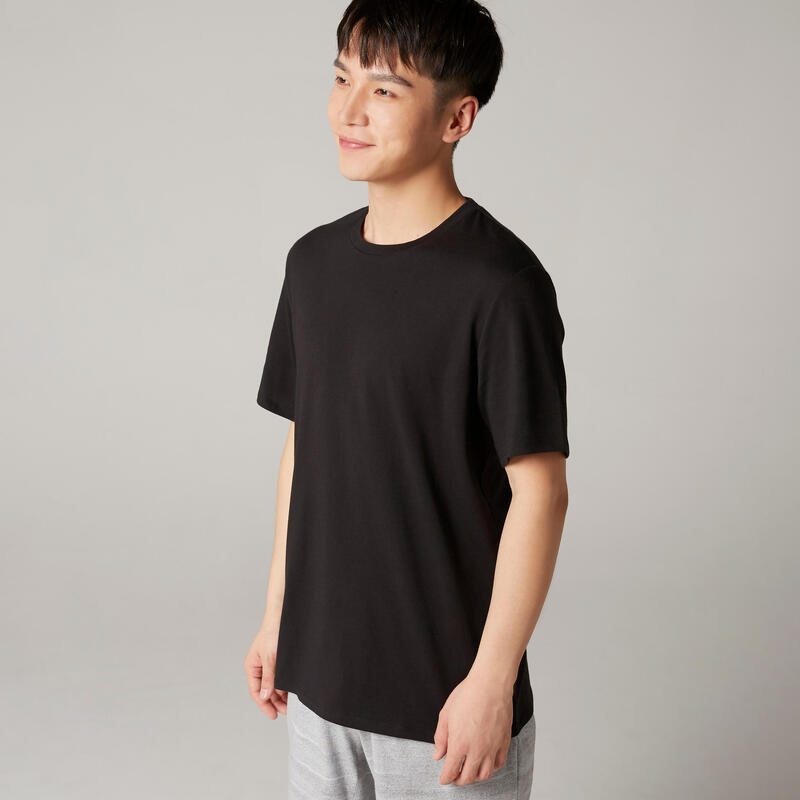 Tricou Regular 500 Fitness din bumbac Negru Bărbați  