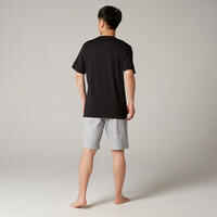 Camiseta fitness manga corta algodón extensible Hombre Domyos negro